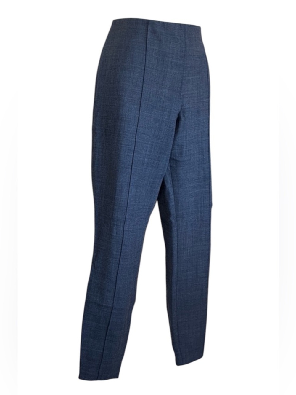 THE ROW cropped pants, denim look, stretch, flat front, bias cut back. 6